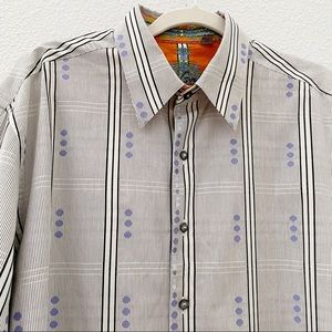 Robert Graham striped dots button down shirt Large